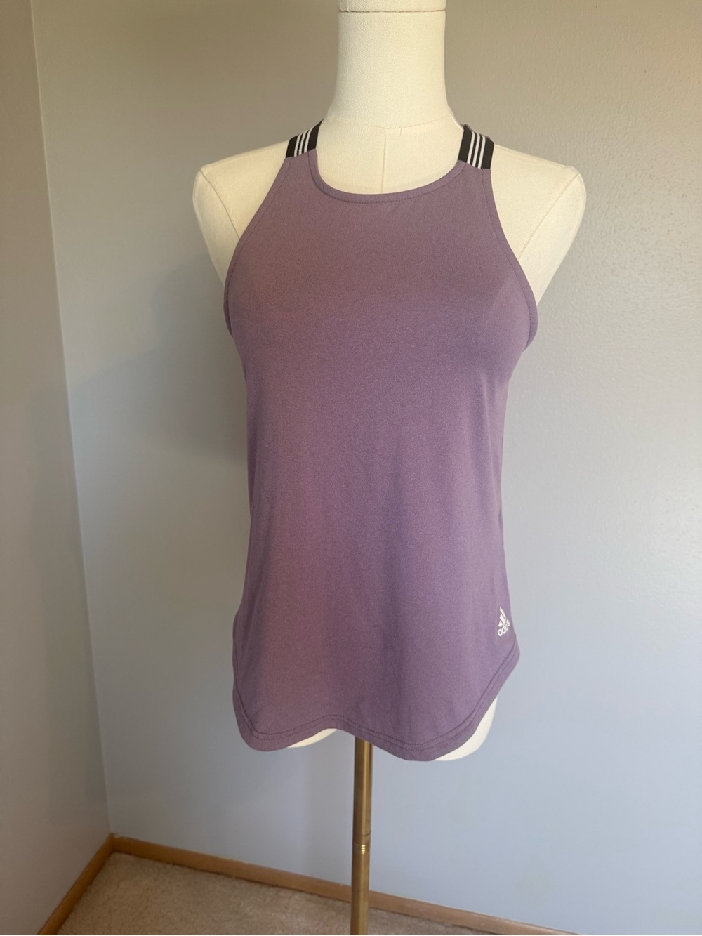 adidas Lavender Racerback Tank with Striped Straps